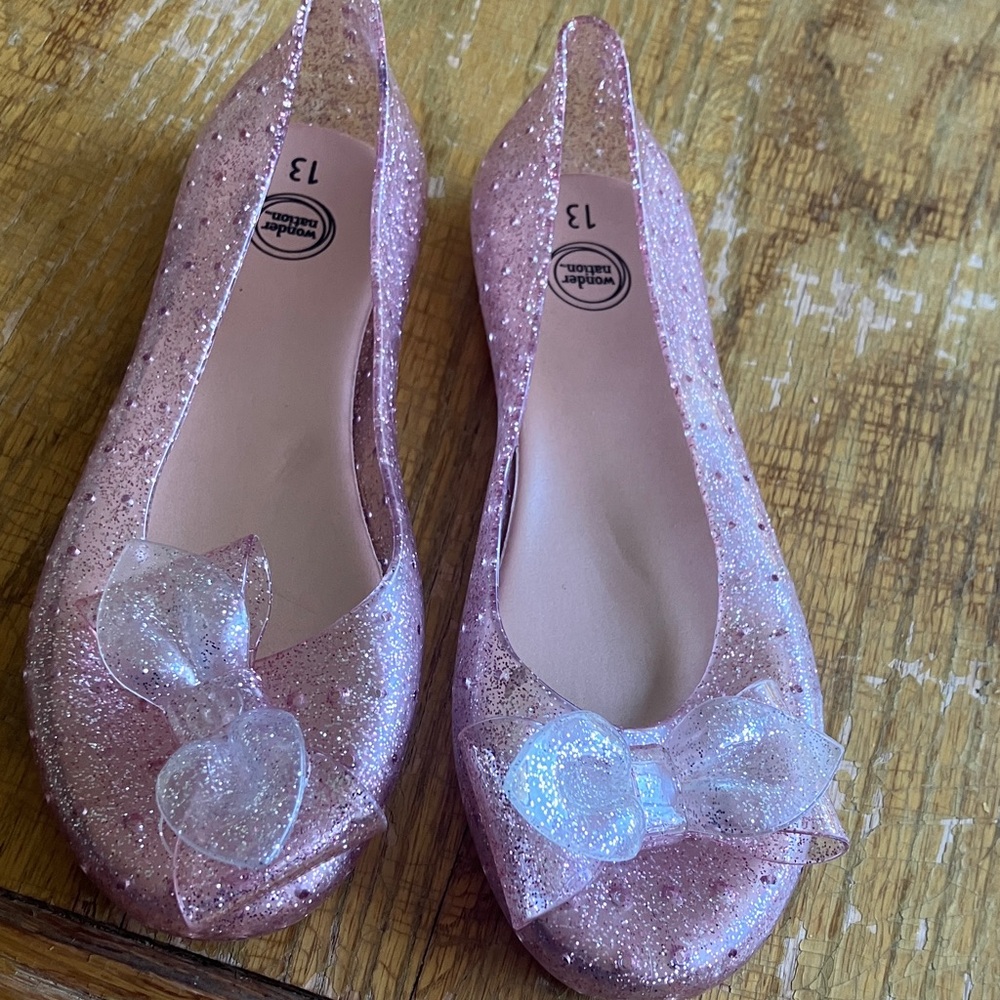 Wonder Nation Glittery Pink Dress Shoes with Bow